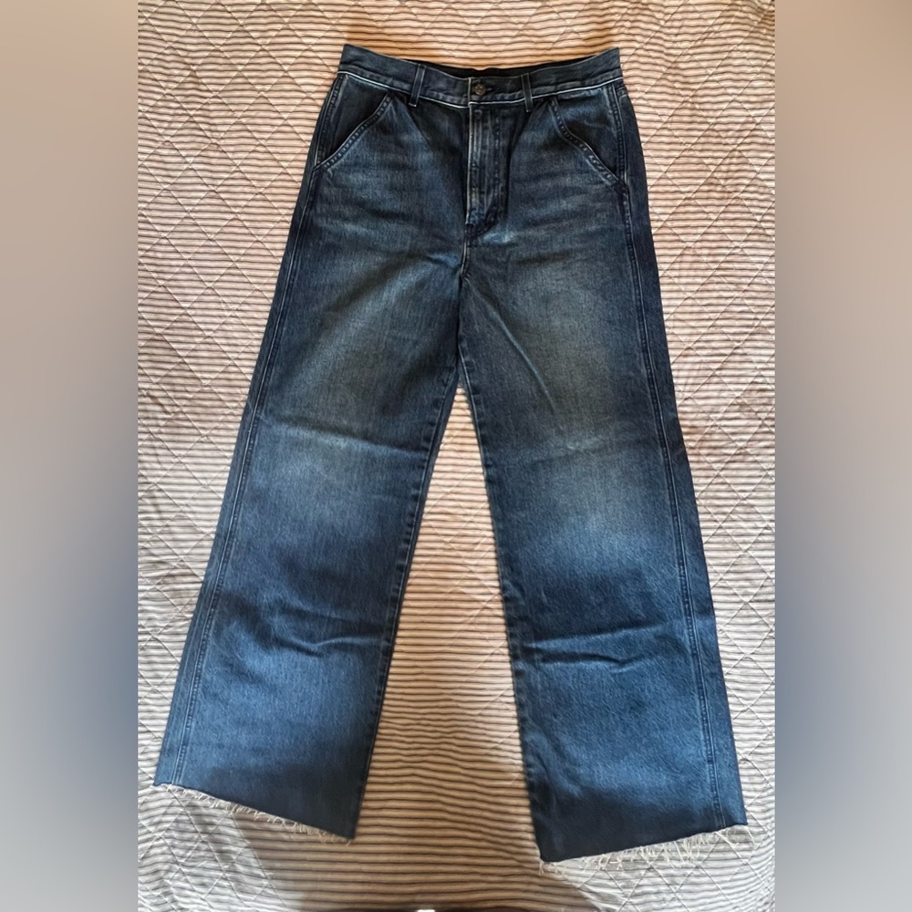 Veronica Beard Dark Blue Wide Leg Jeans - Picture 2 of 16